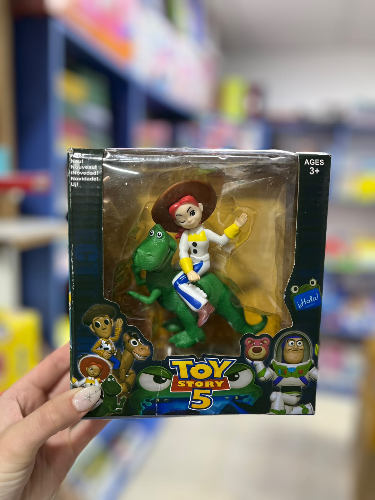 Mini figura Jessie en dinosaurio.