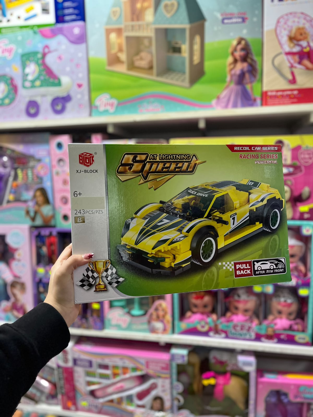 Set bloques auto deportivo amarillo